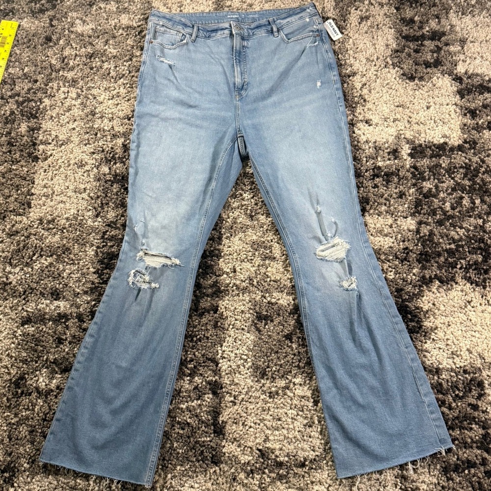 Old Navy Higher High Rise Secret Slim Pockets Flare Jeans Light Wash 18 Tall NWT